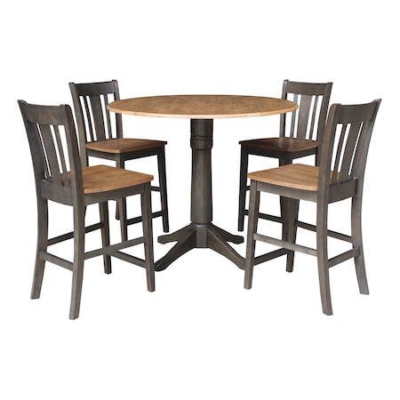 International Concepts Round 42 in W, 42 in L, 36.3 in H, Wood, Hickory/Washed Coal K45-42DPT-27B-S102-4